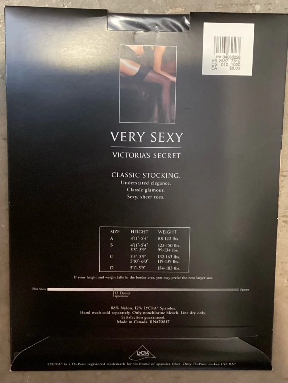 Vintage‎ Y2K Victoria’s Secret Very Sexy Black Thigh High Stockings Size B NOS